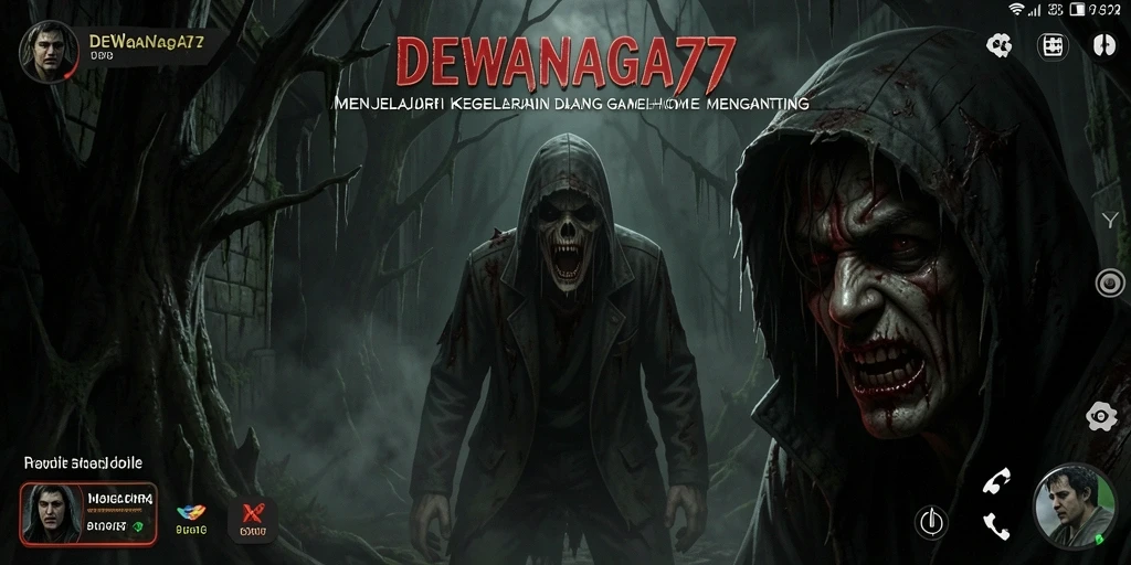 Tampilan gameplay mencekam di DEWANAGA77 dengan suasana horor yang intens.